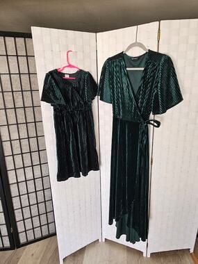 Mommy & Me Green Velvet Dresses